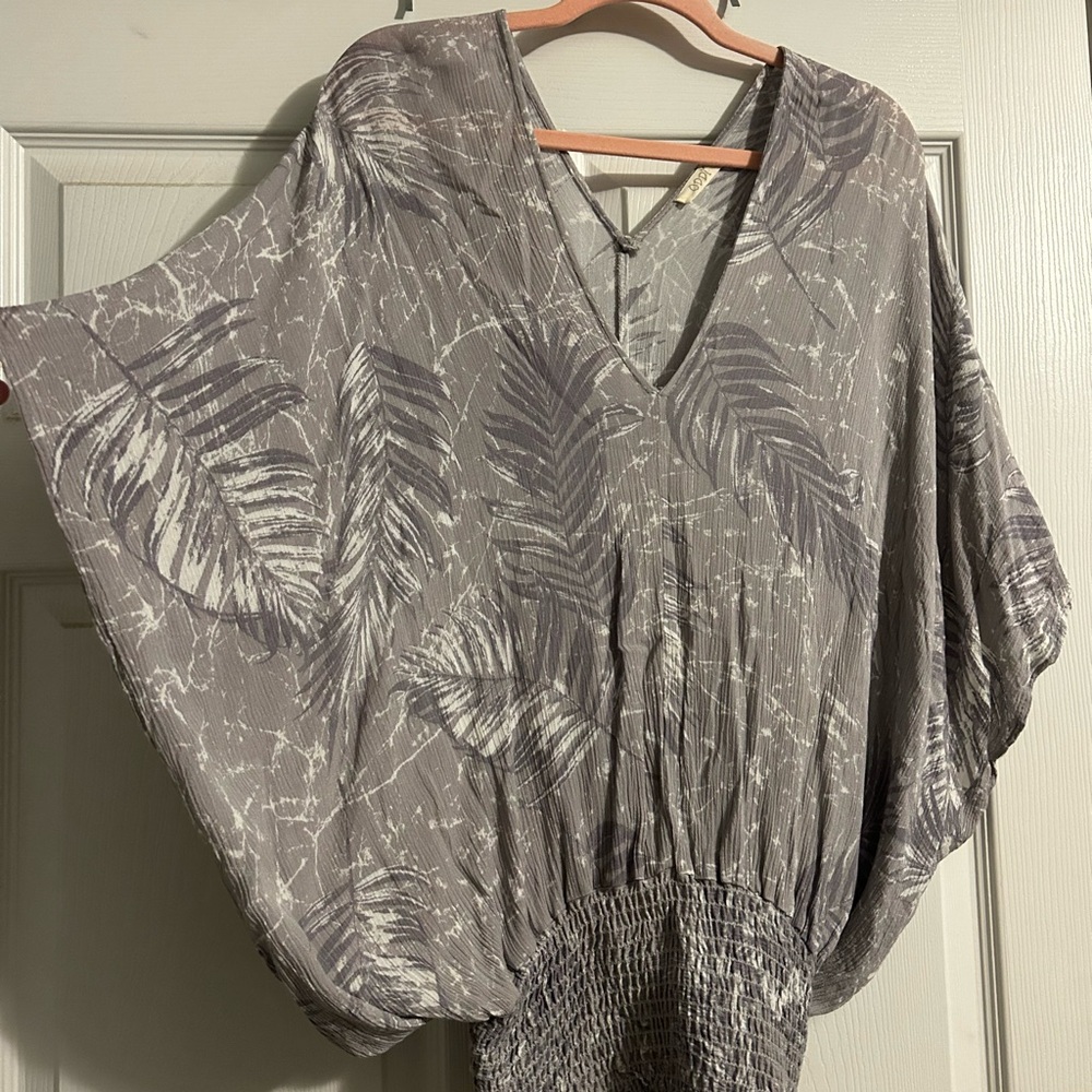 ODDY Silver Gray Relaxed Blouse with Bell Sleeves
